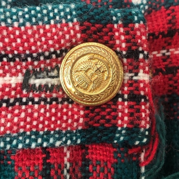 Vintage Christmas Tartan Plaid Wool Wrap Skirt Red Green ILGWU USA Made Size 6 - Picture 5 of 13